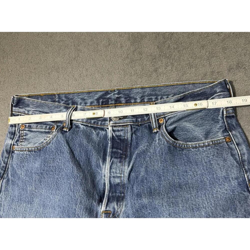 Levi's 501 XX Jeans Mens 36x34 Distressed Blue Denim Straight Leg Button Fly - Picture 4 of 13